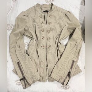 VTG MARC JACOBS UNIQUE MILITARY-BIKER DESIGN ZIPPER SLEEVE BEIGE COTTON SZ 4-6